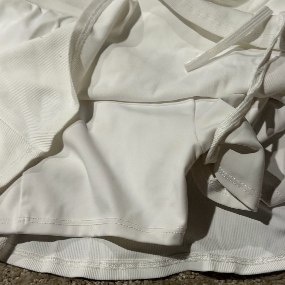 Lanston Sport White Ribbed Micro Mini Skort Womens M Built In Shorts Tennis - Picture 5 of 7